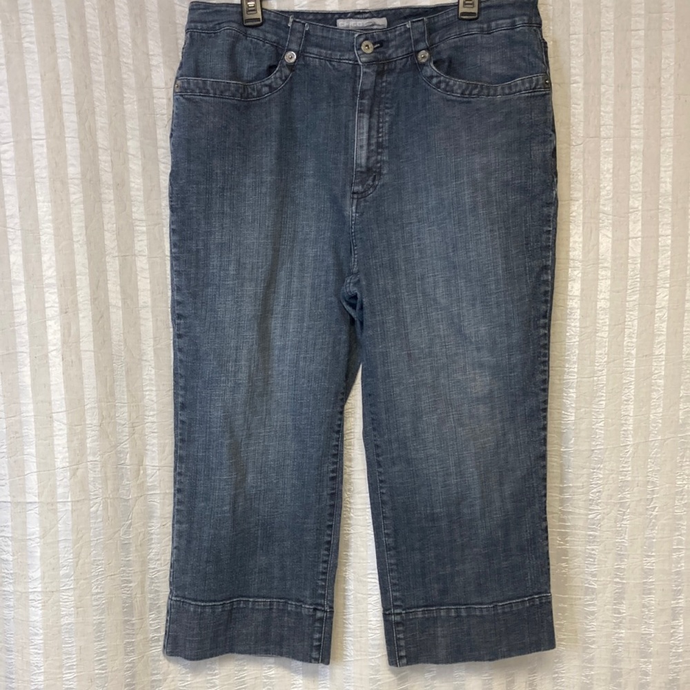 Chico’s blue denim pedal pushers/capri jeans, Chico’s size 3/Large